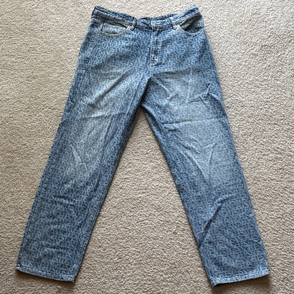 Forever 21 Men's Light Blue Patterned Jeans